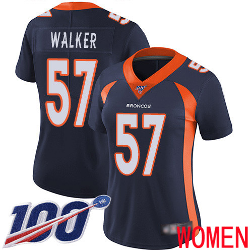 Women Denver Broncos #57 Demarcus Walker Navy Blue Alternate Vapor Untouchable Limited Player 100th Season Football NFL Jersey
